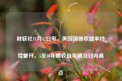 财联社11月12日电，美国国债收益率持续攀升，5至30年期收益率触及日内高点